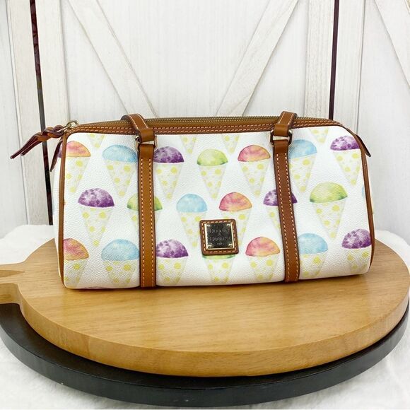 Dooney & Bourke Snowcone Barrel Shoulder Bag Purse White Pastel Leather - Picture 3 of 15